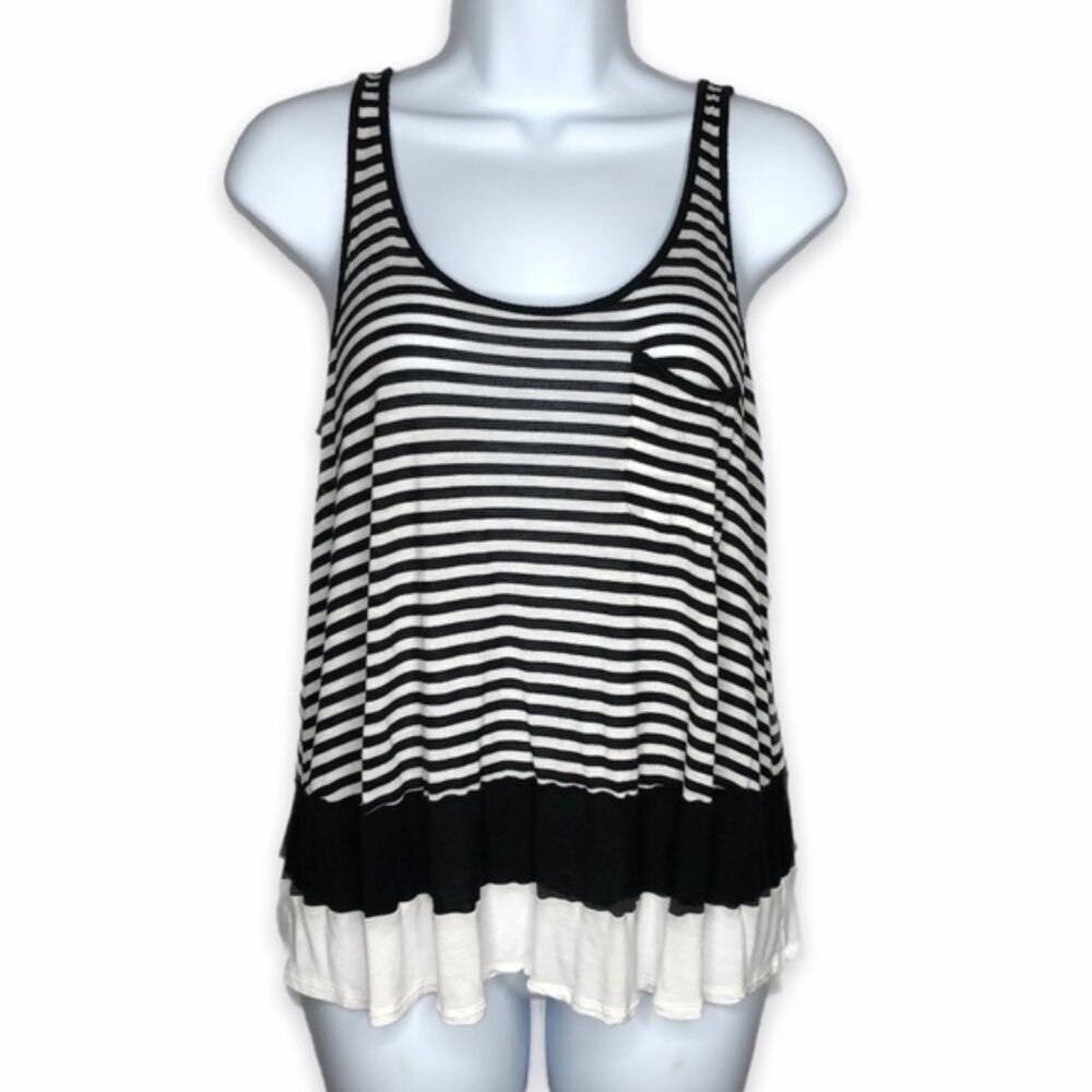 Kensie striped tank top layered look scoop neck